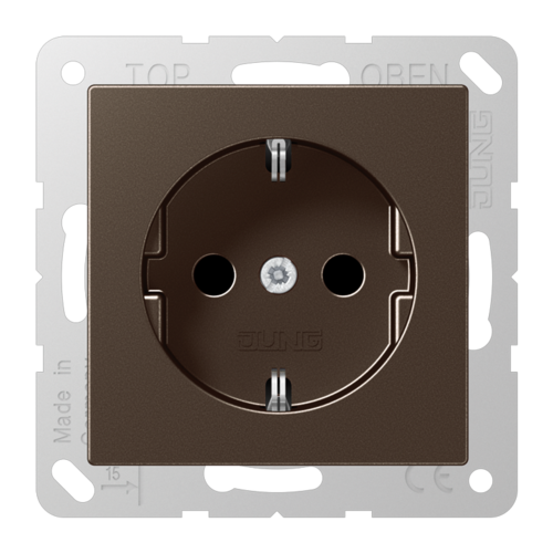 Розетка JUNG A 500, скрытый монтаж, с заземлением, мокко