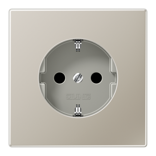 Розетка JUNG LS METAL, скрытый монтаж, с заземлением, стальной