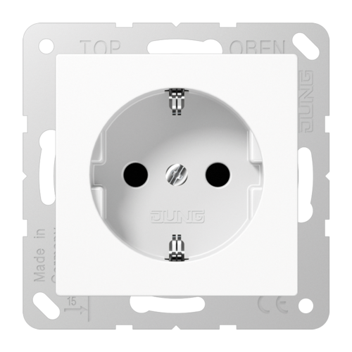 Розетка JUNG AS 500, скрытый монтаж, с заземлением, белый