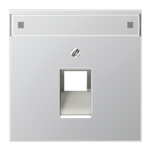 JUNG LS 990 Алюминий Накладка 1-ой наклонной ТЛФ/комп розетки с полем для надписи