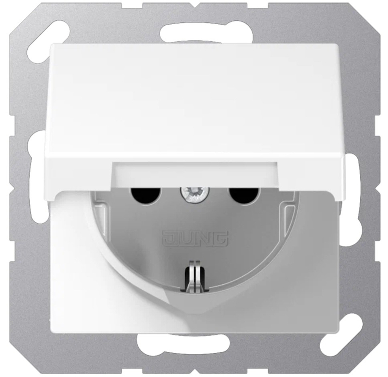 Розетка SCHUKO® с крышкой; термопласт; матовый белый