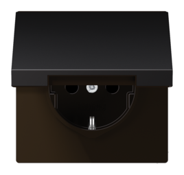 Розетка JUNG LS METAL, скрытый монтаж, с заземлением, с крышкой, антрацит