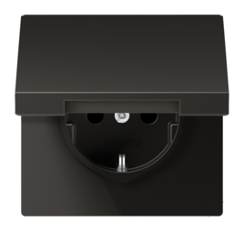 Розетка JUNG LS METAL, скрытый монтаж, с заземлением, с крышкой, антрацит